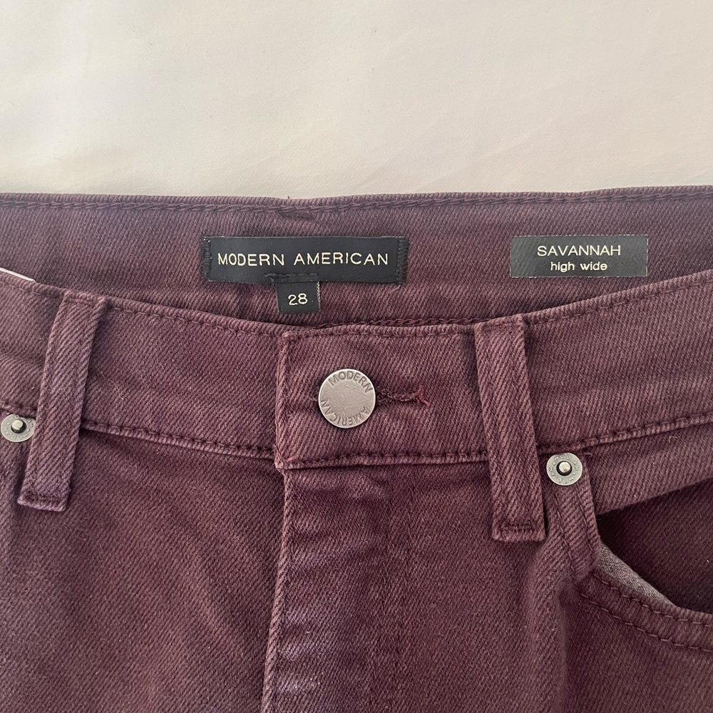 Savannah Dark Burgundy Wide Leg Flare Jeans - Picture 5 of 7